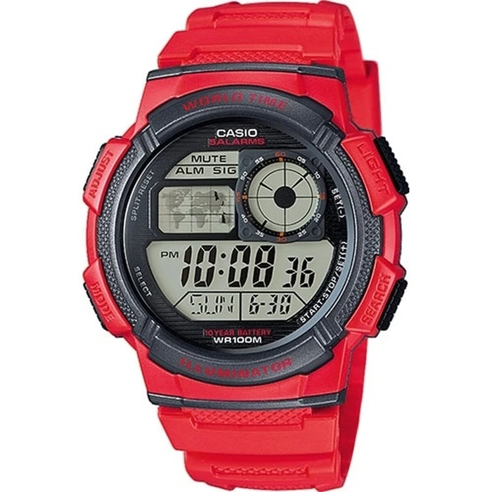 Ανδρικό Ρολόι Casio WORLD TIME ILLUMINATOR Κόκκινο (? 43 mm)