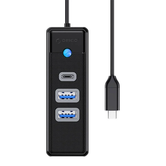 USB Hub Orico USB-C to 2x USB 3.0 + USB-C, 5 Gbps, 0.15m (Black)