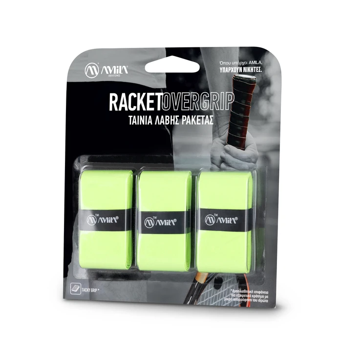 Ταινία Λαβής Ρακετών Amila Overgrip Neon Green 3τμχ