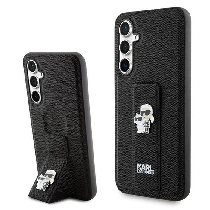 Karl Lagerfeld KLHCS23FEGSAKCPK Samsung Galaxy S23 FE hardcase Gripstand Saffiano Karl&Choupette Pins black