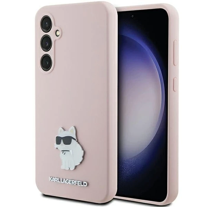 Karl Lagerfeld KLHCS23FESMHCNPP Samsung Galaxy S23 FE Silicone Choupette Metal Pin pink