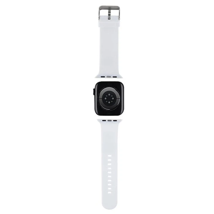 Strap Karl Lagerfeld KLAWMSLKCNH Apple Watch 4/5/6/7/SE/8/9/10 40/41/42mm strap 3D Rubber Karl&Choupette Heads white