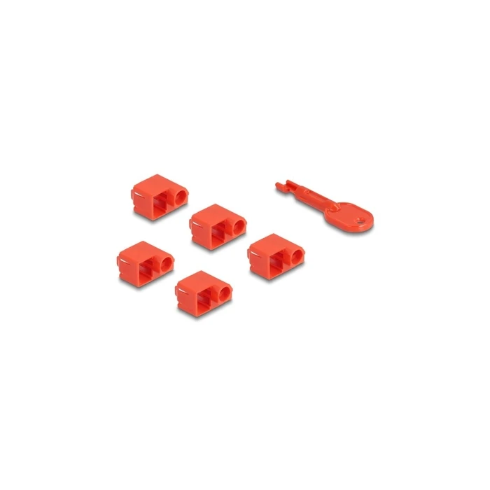 Delock RJ45 Port Blocker Set for RJ45 plug, 10 pieces, red (Item No. 20929)