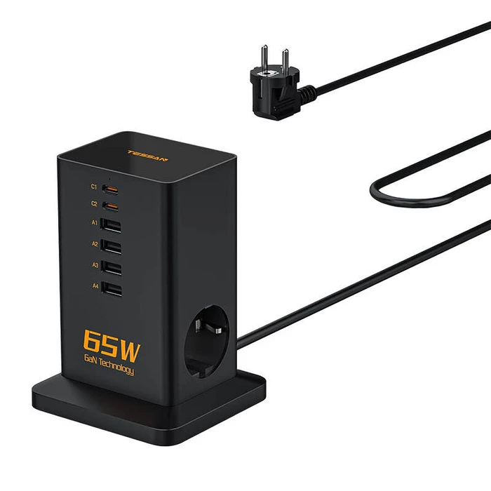 Πολύπριζο με USB Tessan power strip TS-FS02DE00