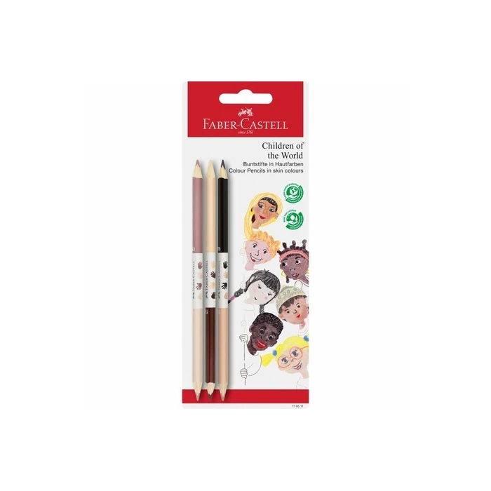 Children World Skin Tone Double-sided Pencils 3 Pieces Blister - Faber-Castell