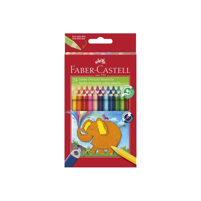 Faber-Castell Jumbo Triangular Colour Pencils Set 24 Colors (Model 116524)
