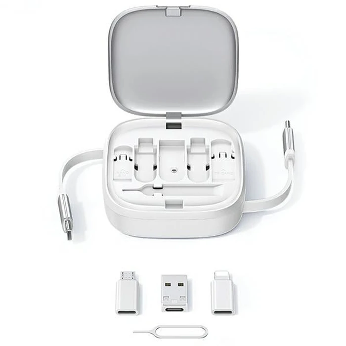 USAMS US-SJ650 3in1 cable MicroUSB / USB-C / Lightning 60W silver