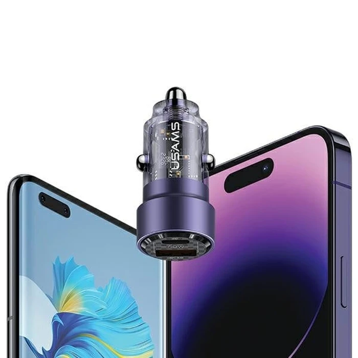 USAMS C39 car charger USB-A, USB-C 60W black