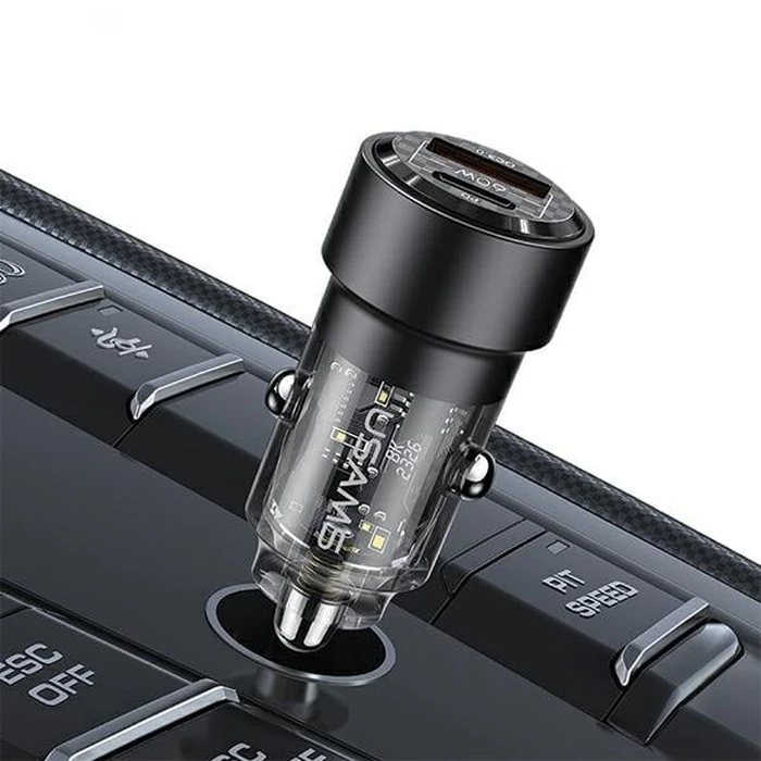 USAMS C39 car charger USB-A, USB-C 60W black
