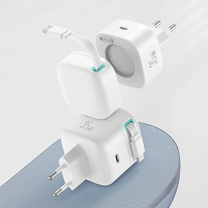 USAMS US-CC202 wall charger USB-C + USB-C cable PD QC 35W czarn/black