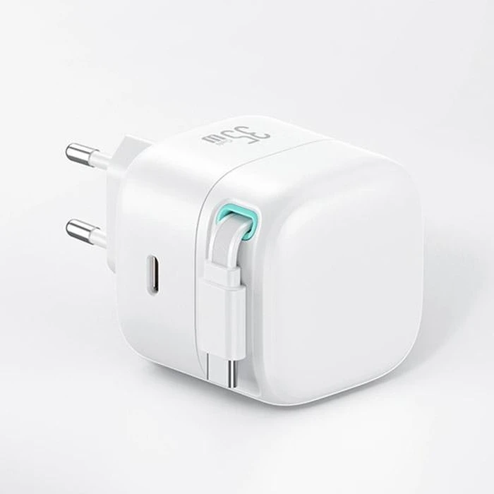 USAMS US-CC202 wall charger USB-C + USB-C cable PD QC 35W czarn/black
