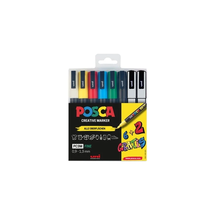 Σετ μαρκαδόρων POSCA UNI PC-3M 6+2
