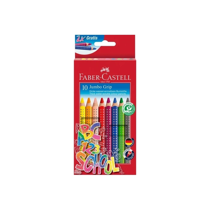 Faber-Castell Jumbo Grip Χρωματιστά Μολύβια, Σετ 10 τεμ.