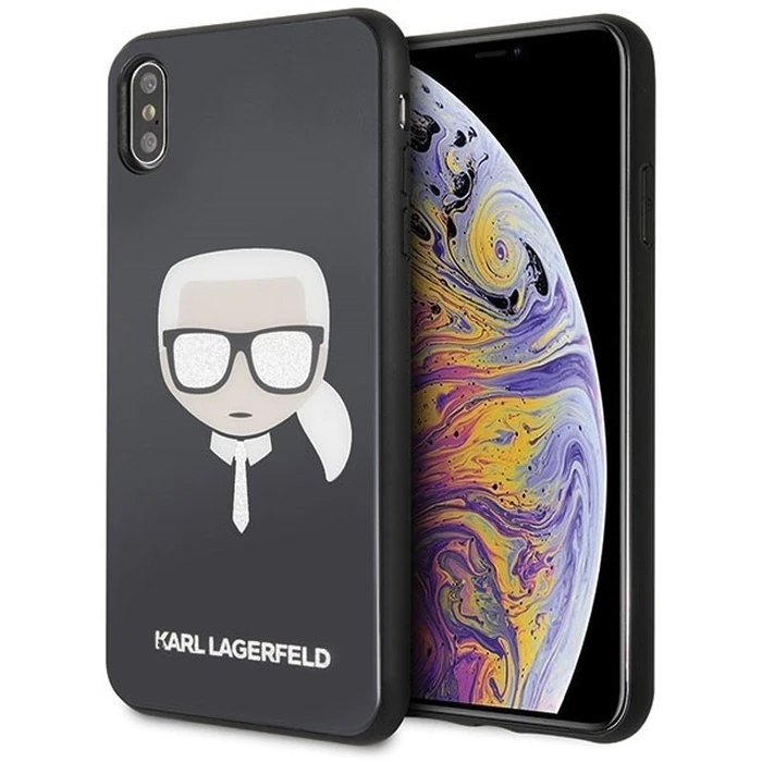 Karl Lagerfeld KLHCI65DLHBK iPhone Xs Max black Iconic Glitter Karl`s Head