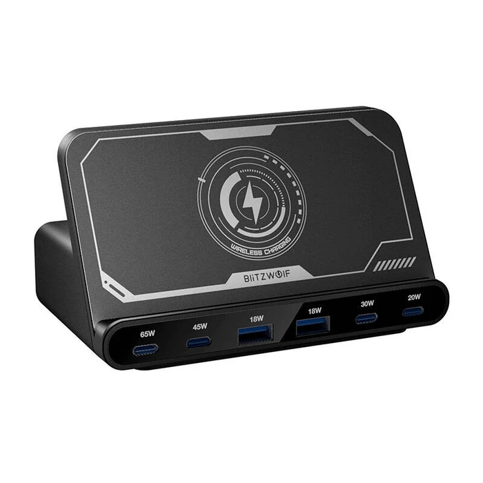 Ασύρματος Φορτιστής Blitzwolf BW-S27 160W, 2xUSB-A, 4xUSB-C, 15W (Black)