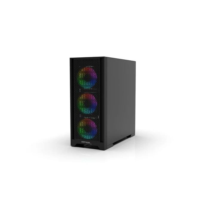 INCA EMG-15XB Gaming Midi Tower Computer Case with Side Window and RGB Lighting - Black