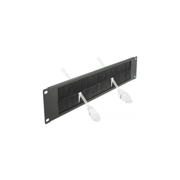 DELOCK 19 inch Διαχείριση Καλωδίων με Βούρτσα 2U Μαύρο