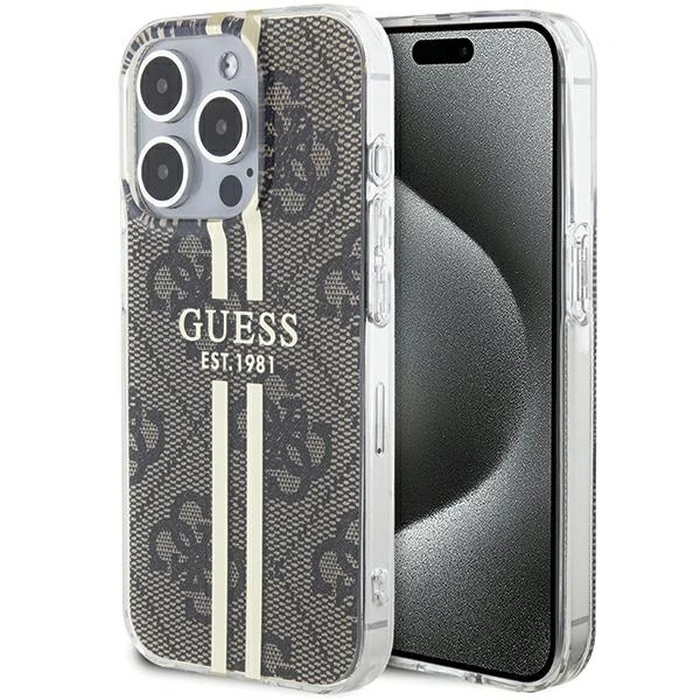 Guess GUHCP15LH4PSEGW Apple iPhone 15 Pro hardcase IML 4G Gold Stripe brown