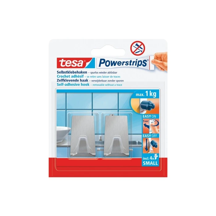 tesa Powerstrips Metal Hook Small, 1 kg (Small Metal Hook)