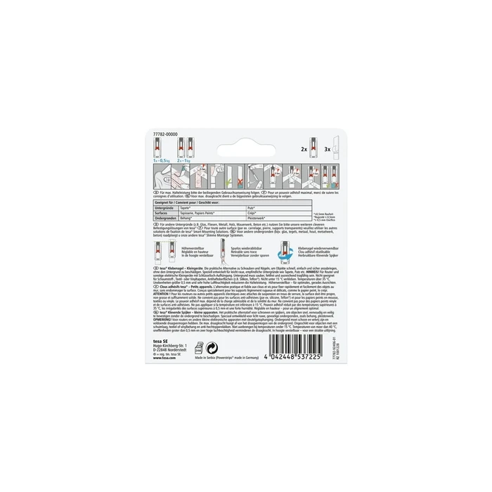 tesa Klebenagel Small-device Hook for Wallpaper & Plaster (0.5 kg)