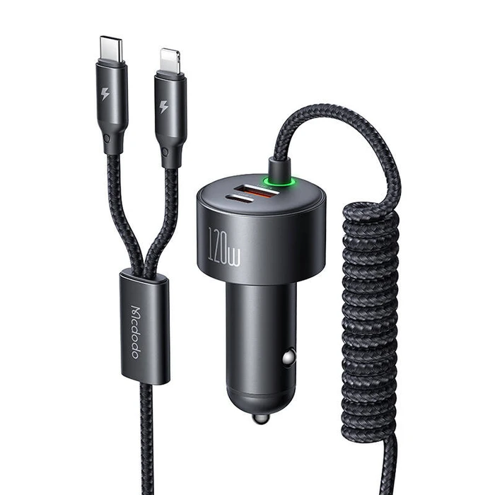 Φορτιστής Αυτοκινήτου Mcdodo CC-0370 USB-C, Lightning, 120W, retractable cables