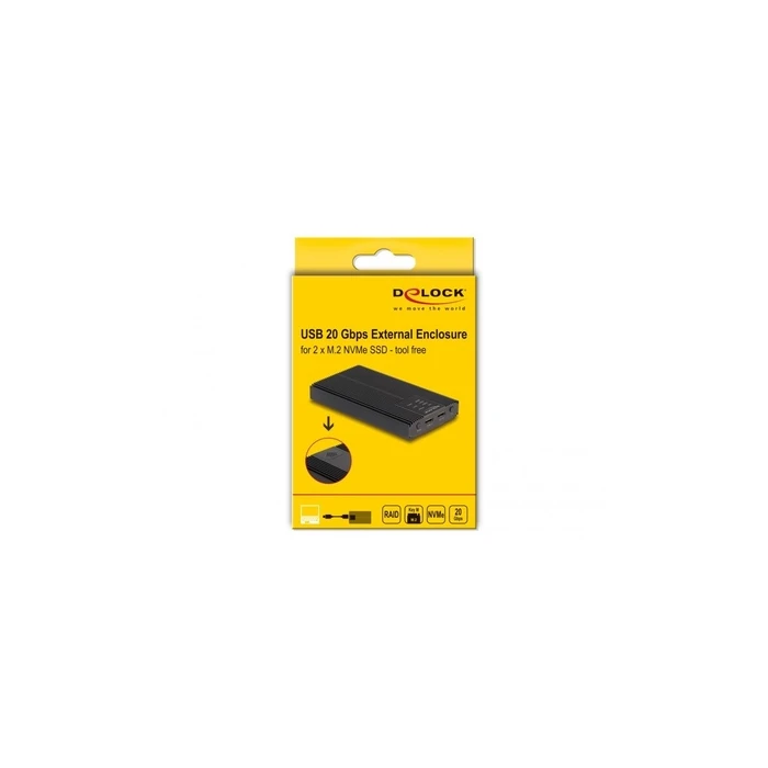 DELOCK Εξωτερικό Κουτί USB 20 Gbps για 2 x M.2 NVMe PCIe SSD (MPN: 42022)
