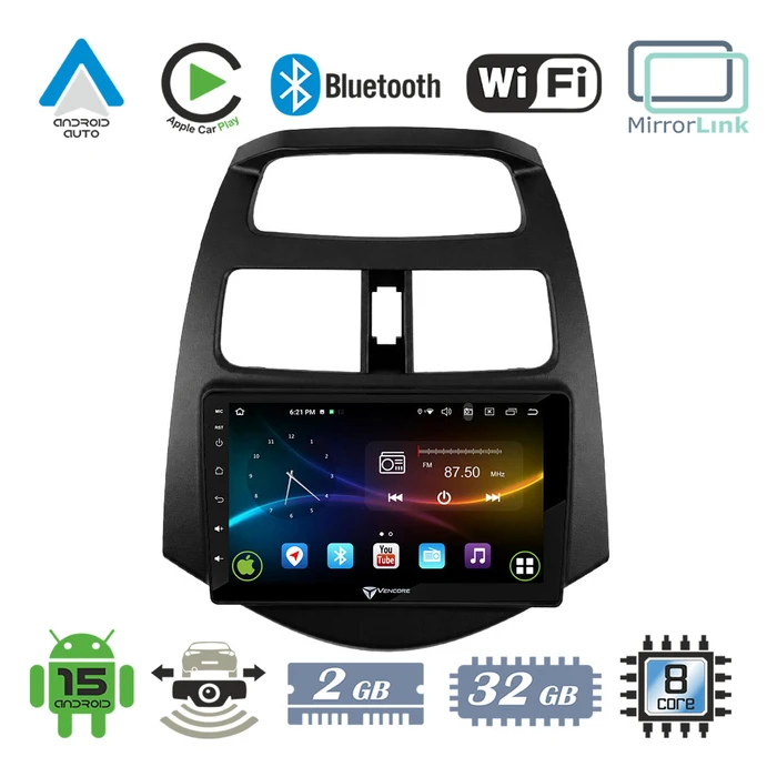 VenCore 3236-10007-0683B - Οθόνη Multimedia Android 15 9" για Chevrolet Spark 2009-2015 (Μαύρη)