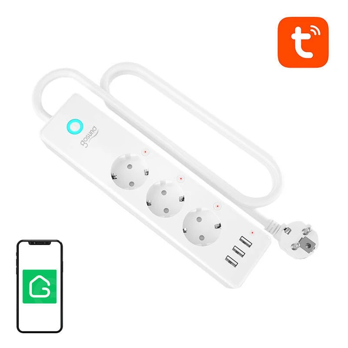 Gosund P1 Plus Smart Πολύπριζο Ασφαλείας 3 Θέσεων με 3 USB-A, Διακόπτη και Καλώδιο 1.5m