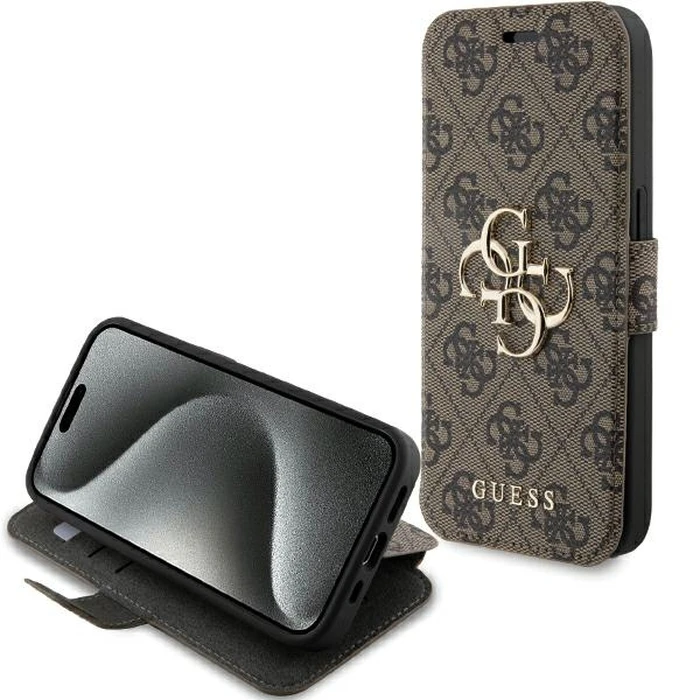 Guess GUBKP15L4GMGBR Apple iPhone 15 Pro book 4G Metal Logo brown