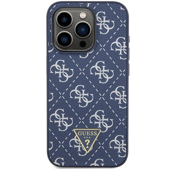 Guess GUHCP15LPG4GPB Apple iPhone 15 Pro hardcase 4G Triangle Metal Logo blue