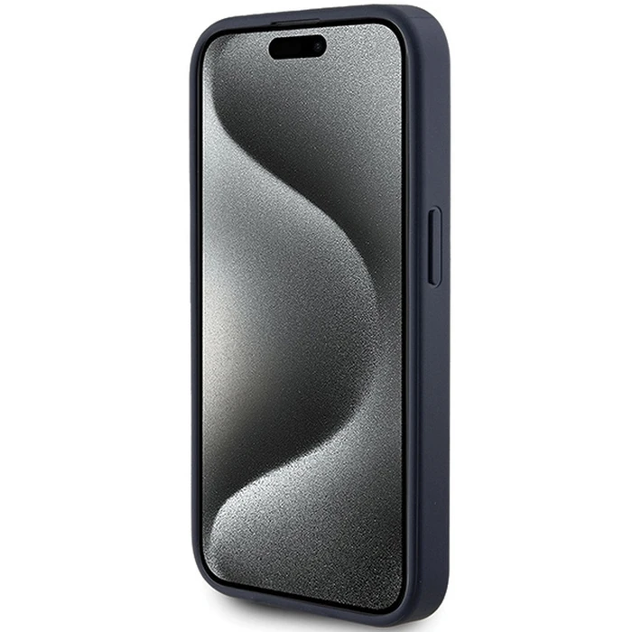 Guess GUHCP15LPG4GPB Apple iPhone 15 Pro hardcase 4G Triangle Metal Logo blue