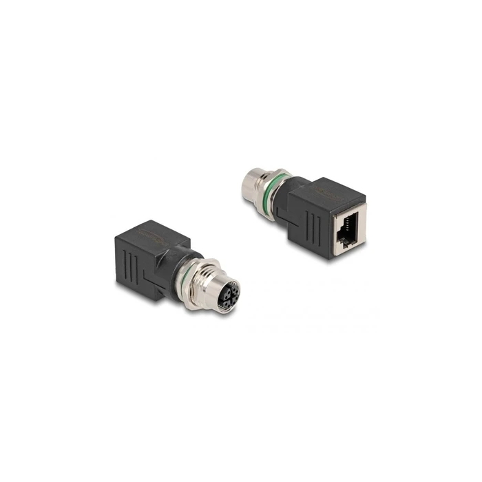 DELOCK M12 Adapter X-coded 8 Pin Female (Buchse) to RJ45 Female straight (MPN 60064)