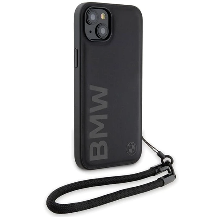 BMW BMHCP15S23RMRLK Apple iPhone 15 / 14 / 13 hardcase Signature Leather Wordmark Cord black