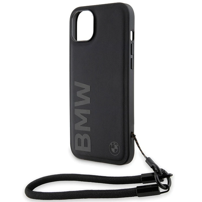 BMW BMHCP15S23RMRLK Apple iPhone 15 / 14 / 13 hardcase Signature Leather Wordmark Cord black