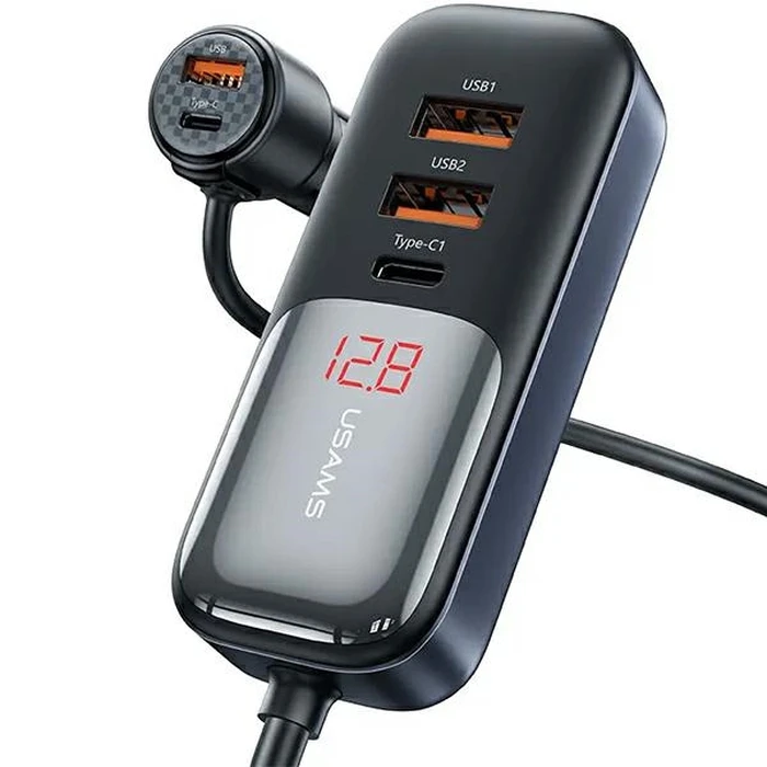 USAMS C40 3xUSB-A,2 xUSB-C car charger 165W PD+QC Fast Charge black