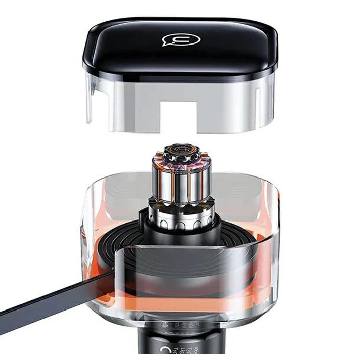 USAMS C41 2xUSB-C car charger with retractable cable PD 30W Fast Charge black