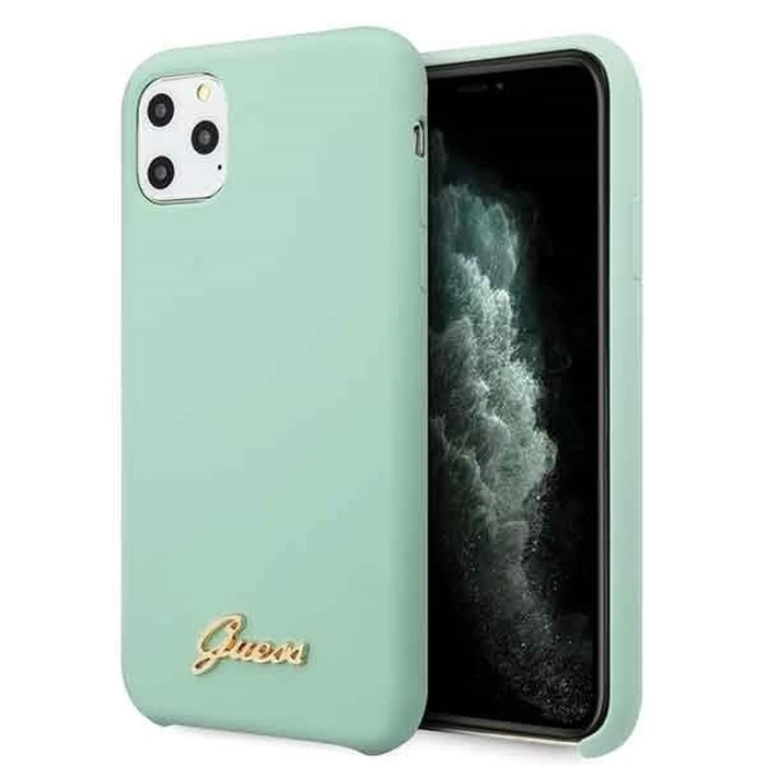 Guess GUHCN58LSLMGG iPhone 11 Pro green hard case Silicone Vintage Gold Logo