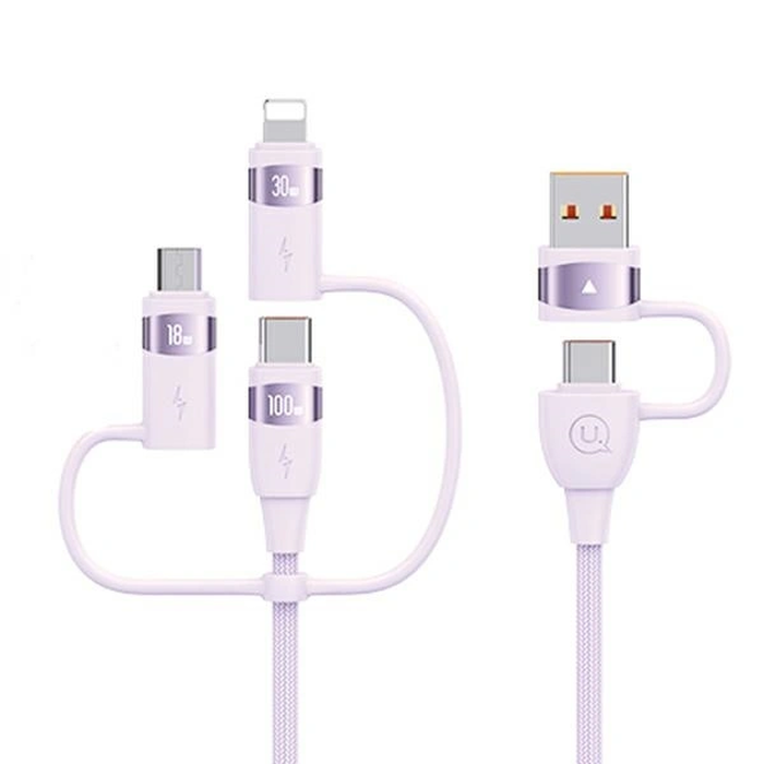 USAMS Cable U85 2xUSB-C/USB/Micro-USB/Lightning 6w1 2m 100W PD Fast Charge purple SJ646USB02 (US-SJ646)