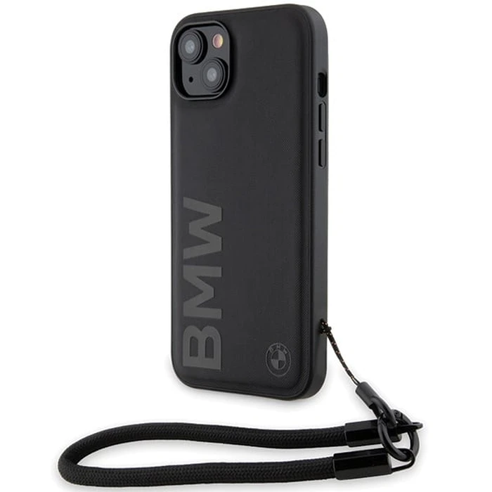 BMW BMHCP15M23RMRLK Apple iPhone 15 Plus / 14 Plus hardcase Signature Leather Wordmark Cord black