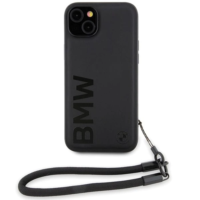 BMW BMHCP15M23RMRLK Apple iPhone 15 Plus / 14 Plus hardcase Signature Leather Wordmark Cord black