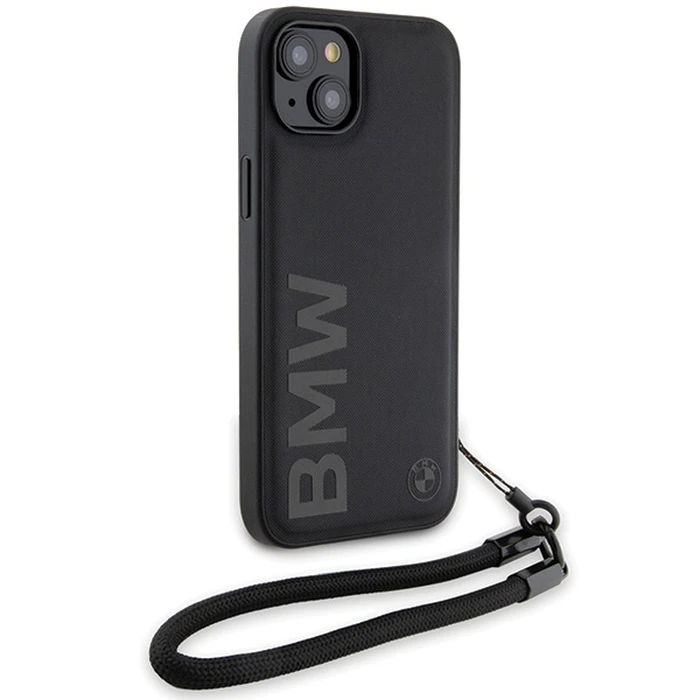 BMW BMHCP15M23RMRLK Apple iPhone 15 Plus / 14 Plus hardcase Signature Leather Wordmark Cord black