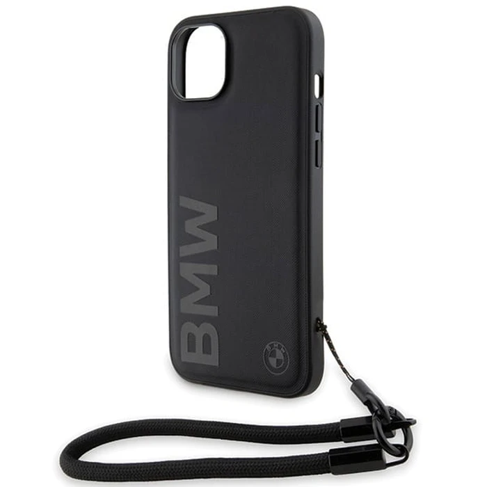 BMW BMHCP15M23RMRLK Apple iPhone 15 Plus / 14 Plus hardcase Signature Leather Wordmark Cord black