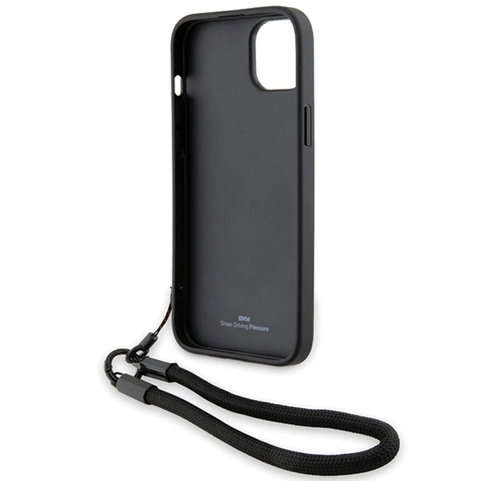 BMW BMHCP15M23RMRLK Apple iPhone 15 Plus / 14 Plus hardcase Signature Leather Wordmark Cord black