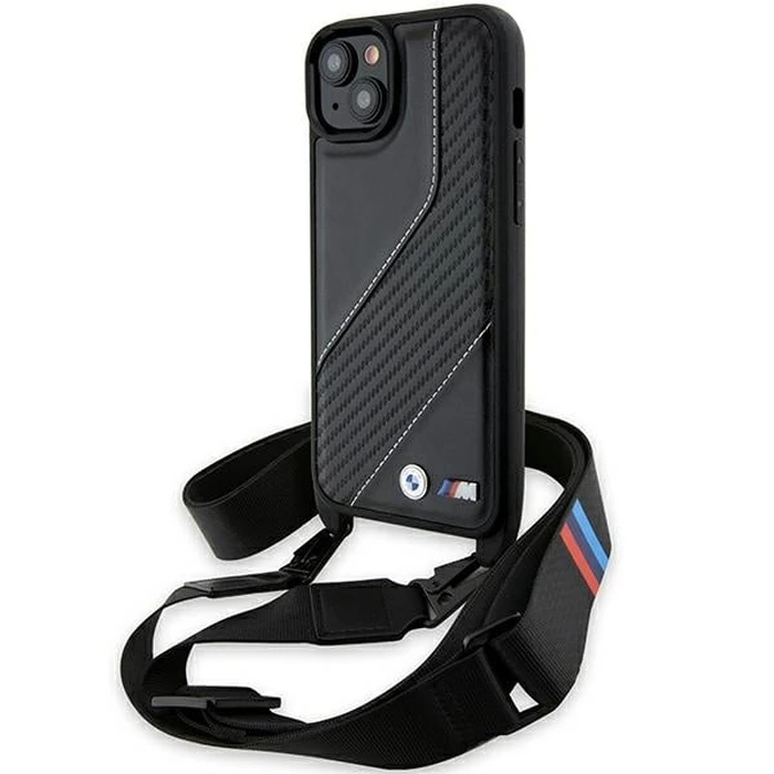 BMW BMHCP15S23PSCCK Apple iPhone 15 / 14 / 13 hardcase M Edition Carbon Stripe & Strap black
