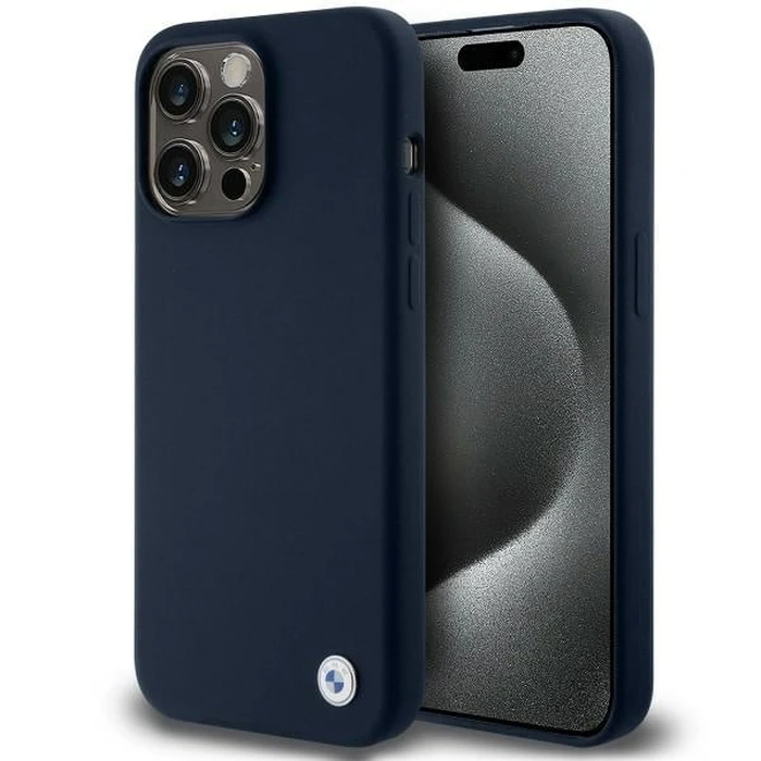 BMW BMHCP15LSILNA Apple iPhone 15 Pro hardcase Silicone Metal Logo navy