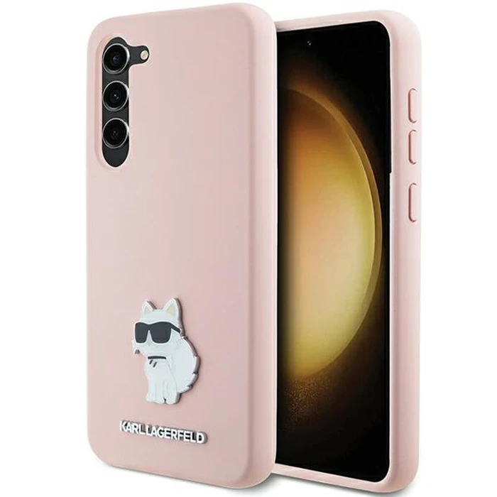 Karl Lagerfeld KLHCS23MSMHCNPP Samsung Galaxy S23+ Plus Silicone Choupette Metal Pin pink