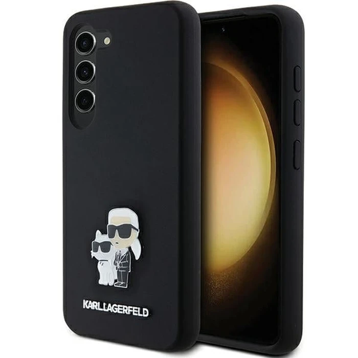 Karl Lagerfeld KLHCS23SSMHKCNPK Samsung Galaxy S23 hardcase Silicone Karl&Choupette Metal Pin black