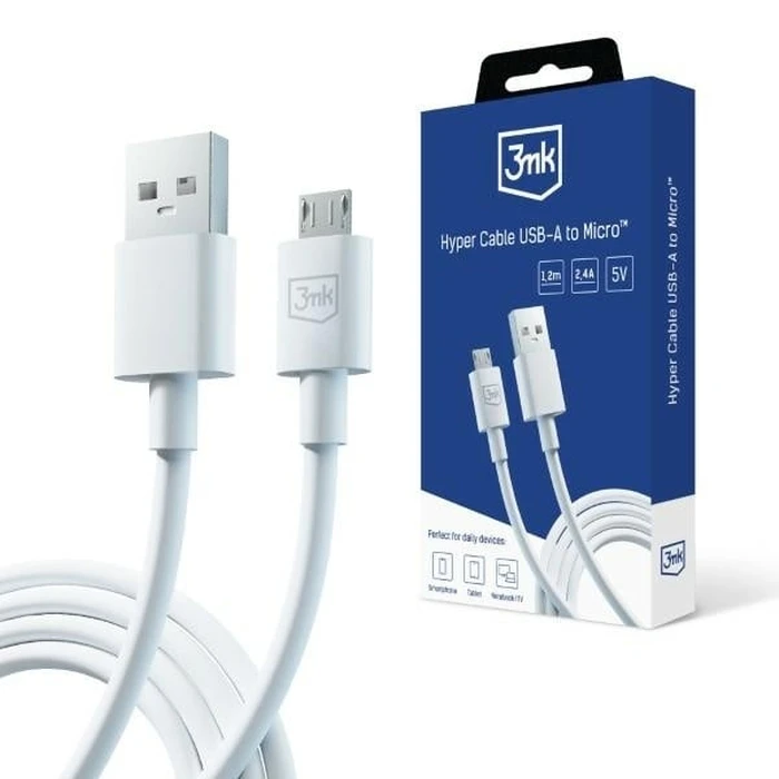 3MK cable Hyper USB-A / microUSB 1.2m 5V 2.4A white