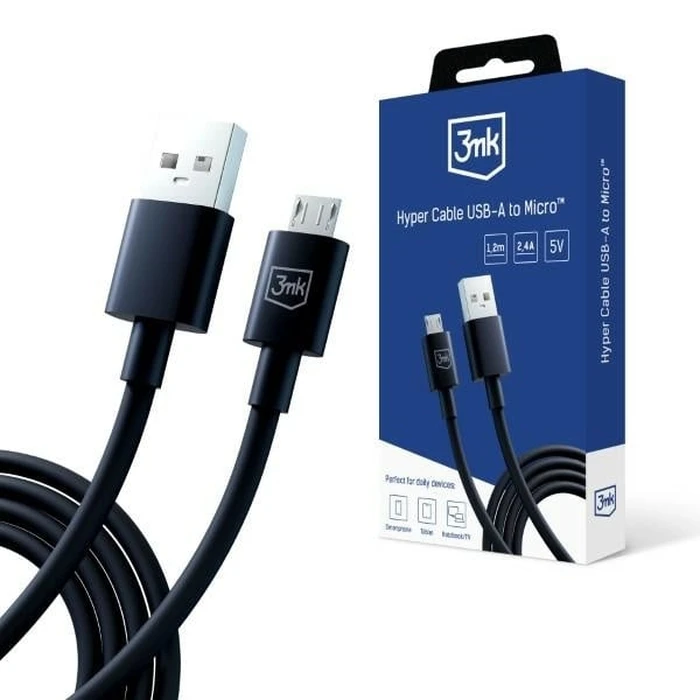 3MK cable Hyper USB-A / microUSB 1.2m 5V 2.4A black