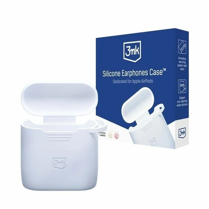 3MK Silicon Case Apple AirPods 2 + carabiner white